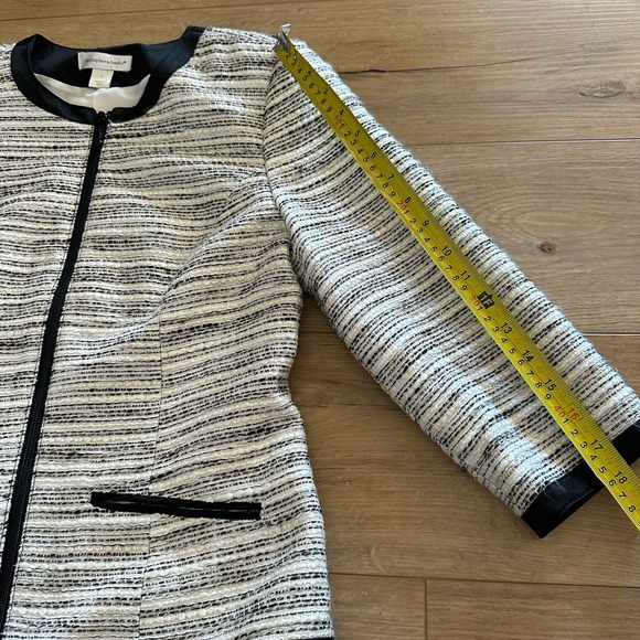 Women's Christopher & Banks Tweed Formal Blazer Jacket White‎ Black Small Dressy - Picture 9 of 9